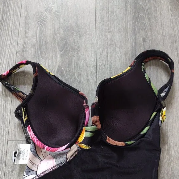 Miraclesuit Notched V Floral Print One Piece Swimsuit - Picture 14 of 15